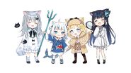 Nachoneko, Gura, Amelia and Nabi (by Nachoneko and Aoi Nabi)