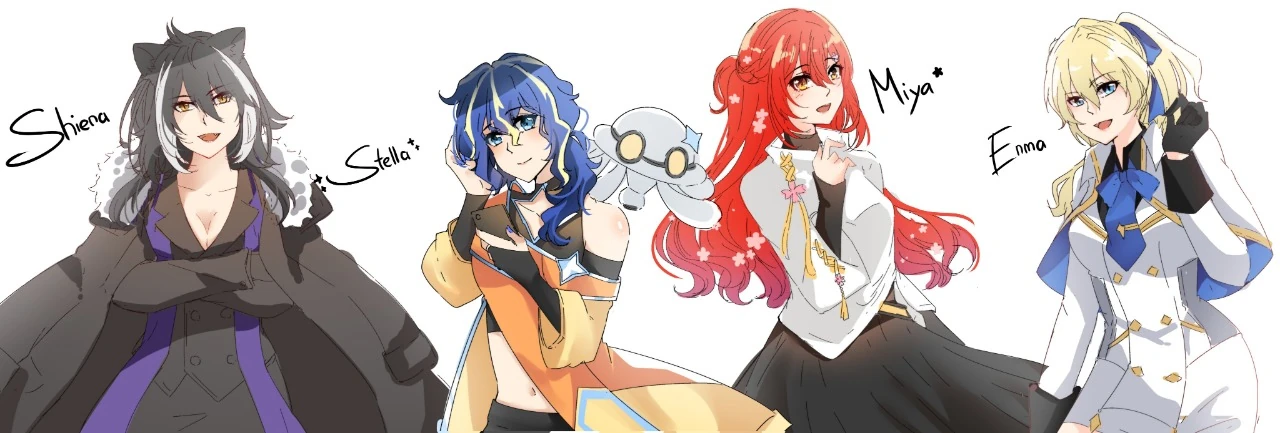 Kageyama Shien, Astel Leda, Hanasaki Miyabi and Kishido Temma Genderbend Version Illustration by Airani Iofifteen