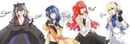 Kageyama Shien, Astel Leda, Hanasaki Miyabi and Kishido Temma Genderbend Version Illustration by Airani Iofifteen