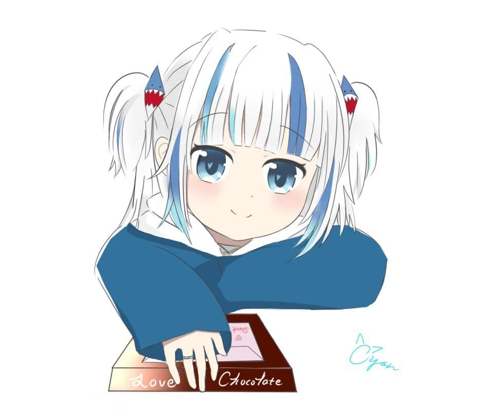 Gawr Gura art by Cyan Nyan