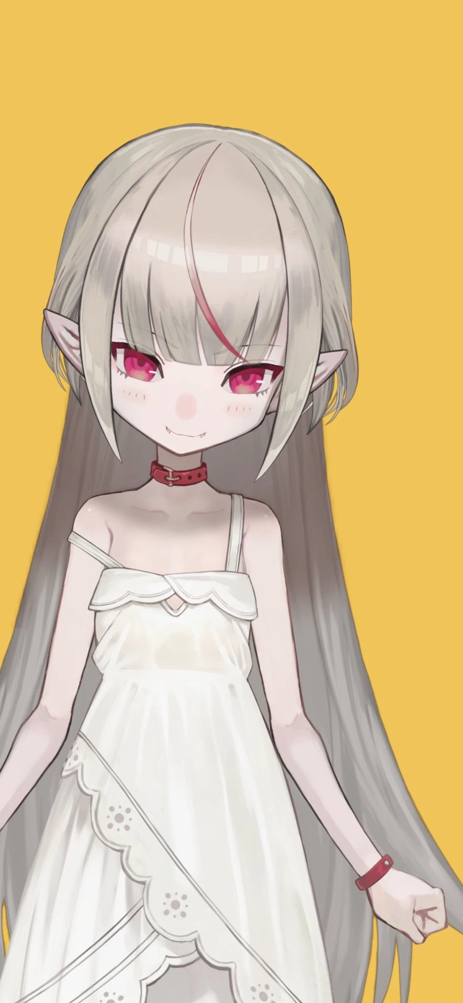 Summer costume with straight hair and no hat and bags