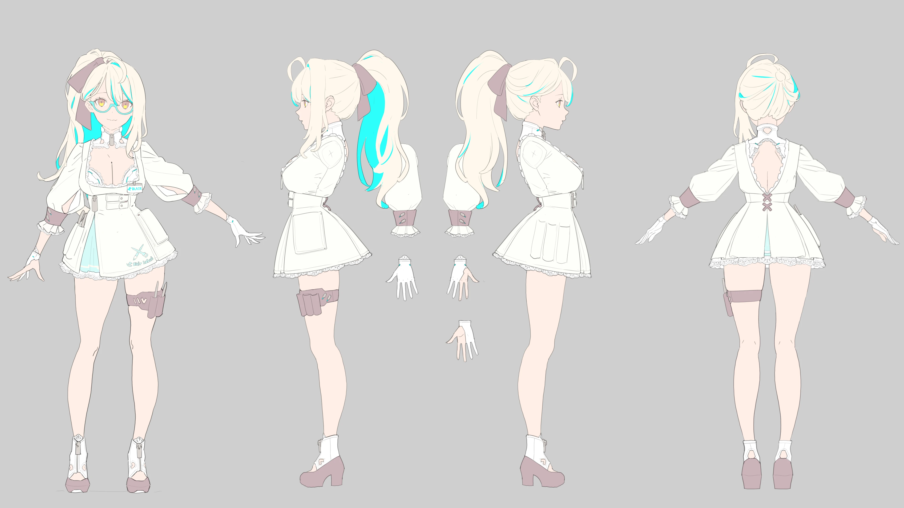 Second Outfit Reference Sheet (alternative hairstyle, ponytail removed)<br>by kuro
