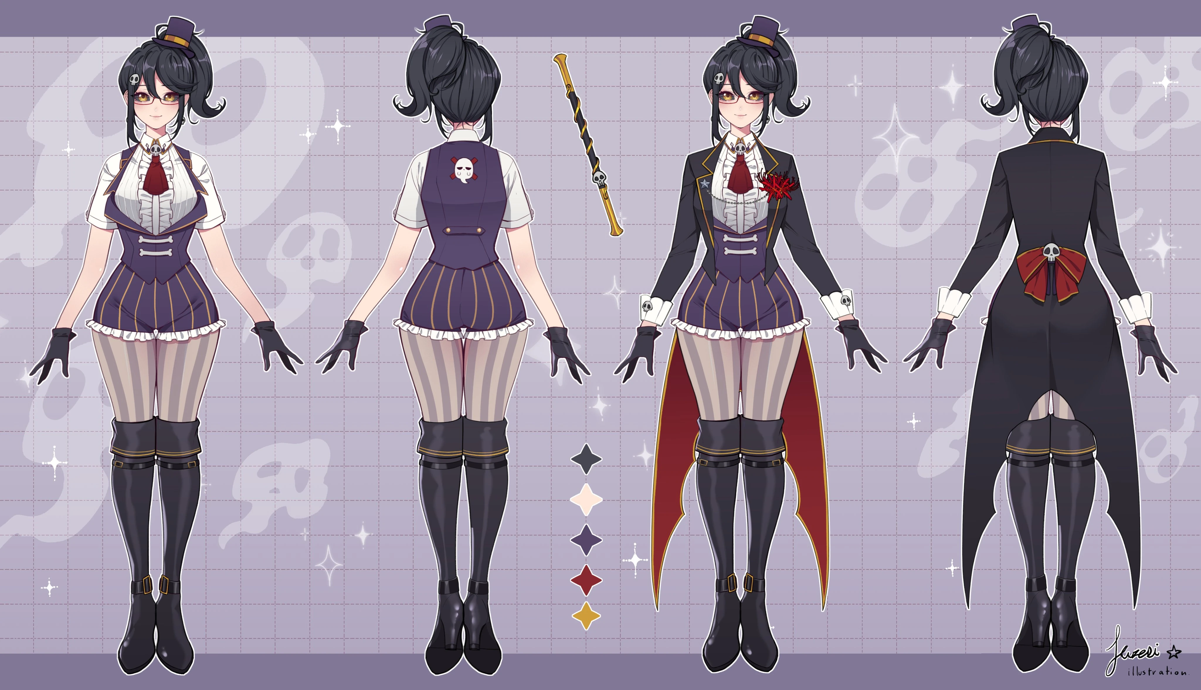 Elle's Magician Outfit Ref Sheet by KUZERI3