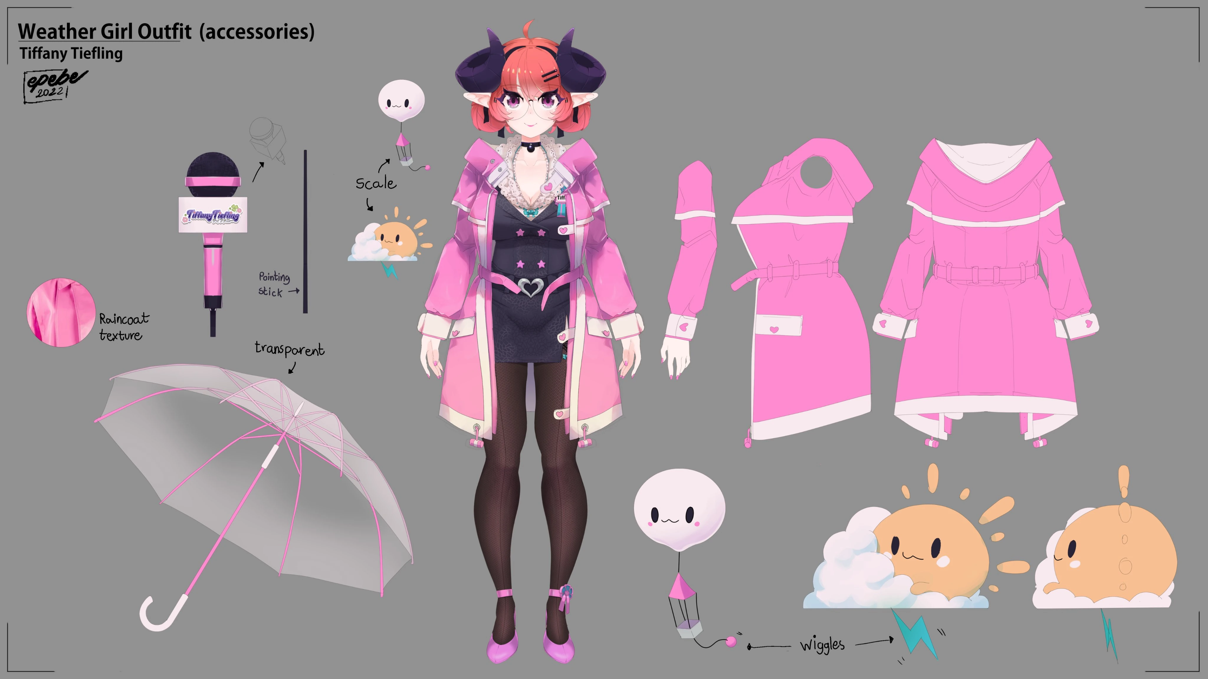 Weather Girl outfit accessories reference sheet by epebe