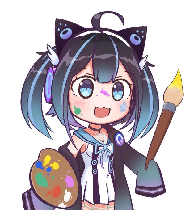 Chiby Cyan wth paint brush by @jupiterbjy