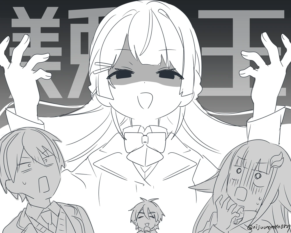 Mitoya, Lize Helesta, and Yumeoi Kakeru<br>by Ninahachi