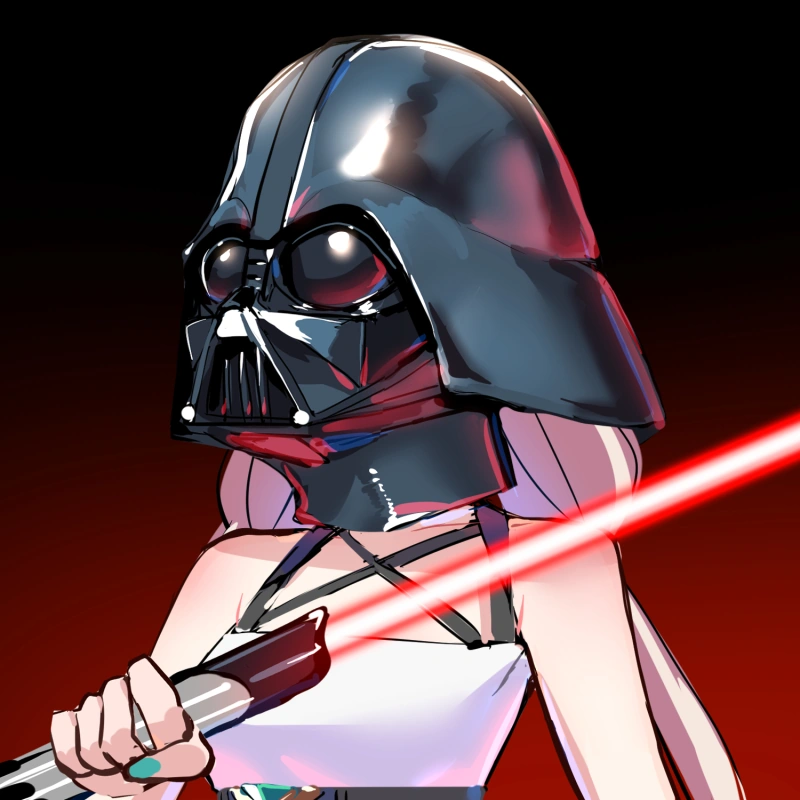 Enna wearing Darth Vader's helment by KT