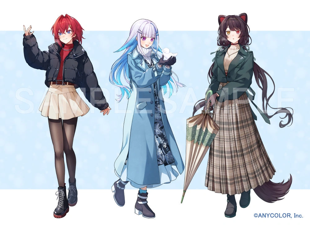 NIJISANJI x Manekineko "Snow holiday" Collaboration Illustration<br>by Airo Oto