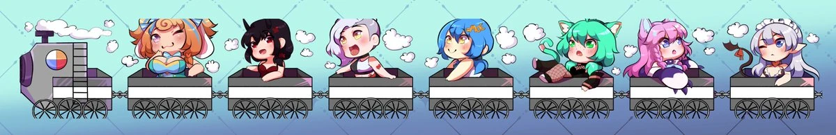 Multiple VTuber Hype Train Emotes by [https://nushara.com/lilytharts/gallery/twitter/ LilythArts]