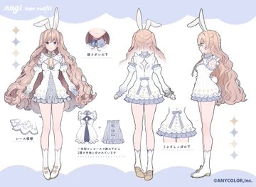 Rabbit-Themed Princess Outfit Reference Sheet