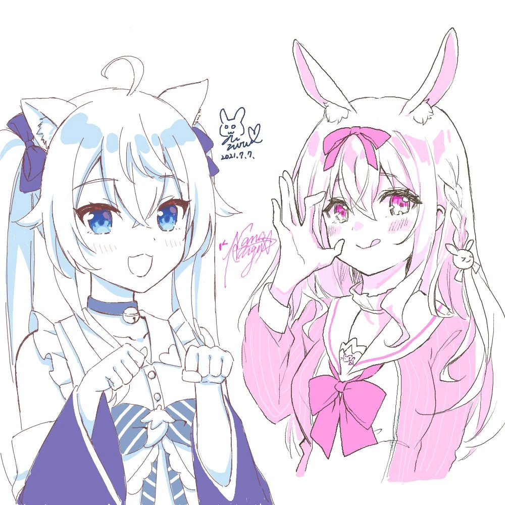 Kagura Nana and Yuzuru drawing collaboration stream
