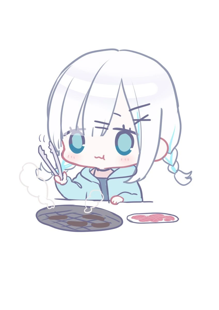 Sumire Grilling Meat by [https://x.com/z3_cut/status/1701863705032716778 Misumi]