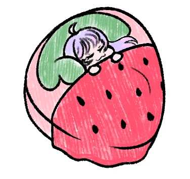 Just sleepin on my strawberry bed :3c mimimimimimimi.....