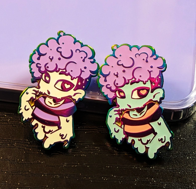 Rainy Slime Enamel Pin<br>Art by CorpseCutie