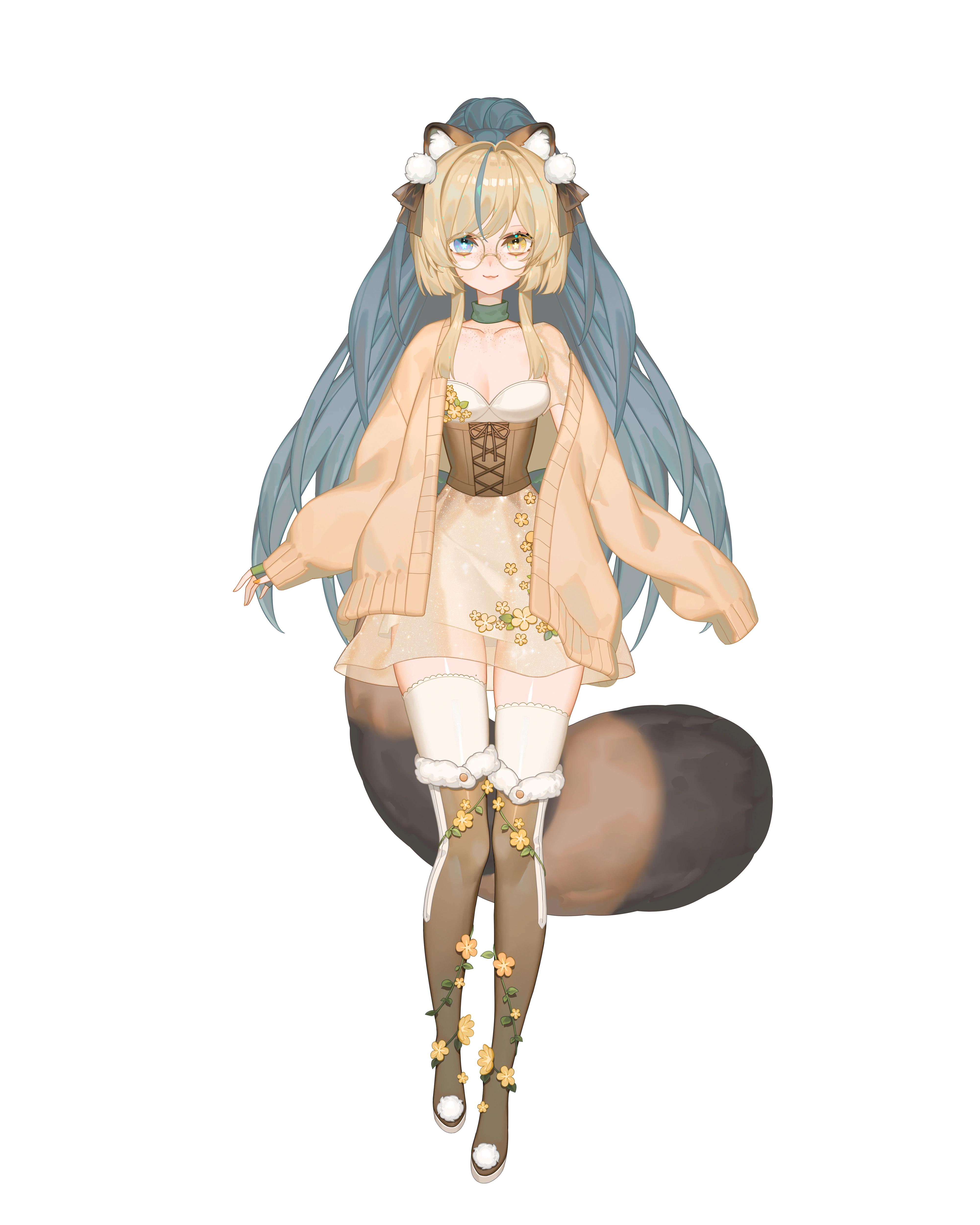 Full Body Spring Teeny with cardigan and boots