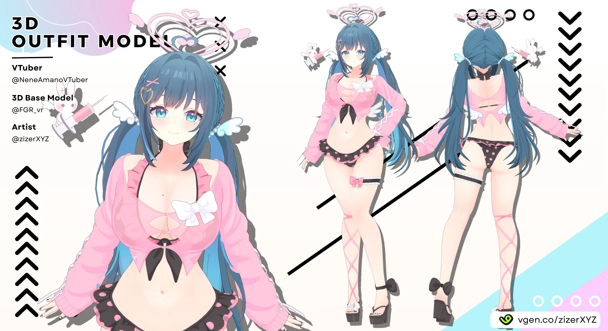 3D Swimsuit Reference Sheet<br> Model by zizer. NiloToon Shading and water effect by BamfyJ