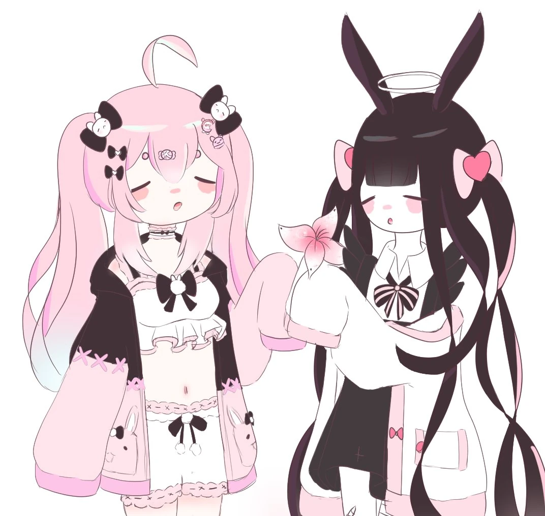 Soki and Cherru with a flower