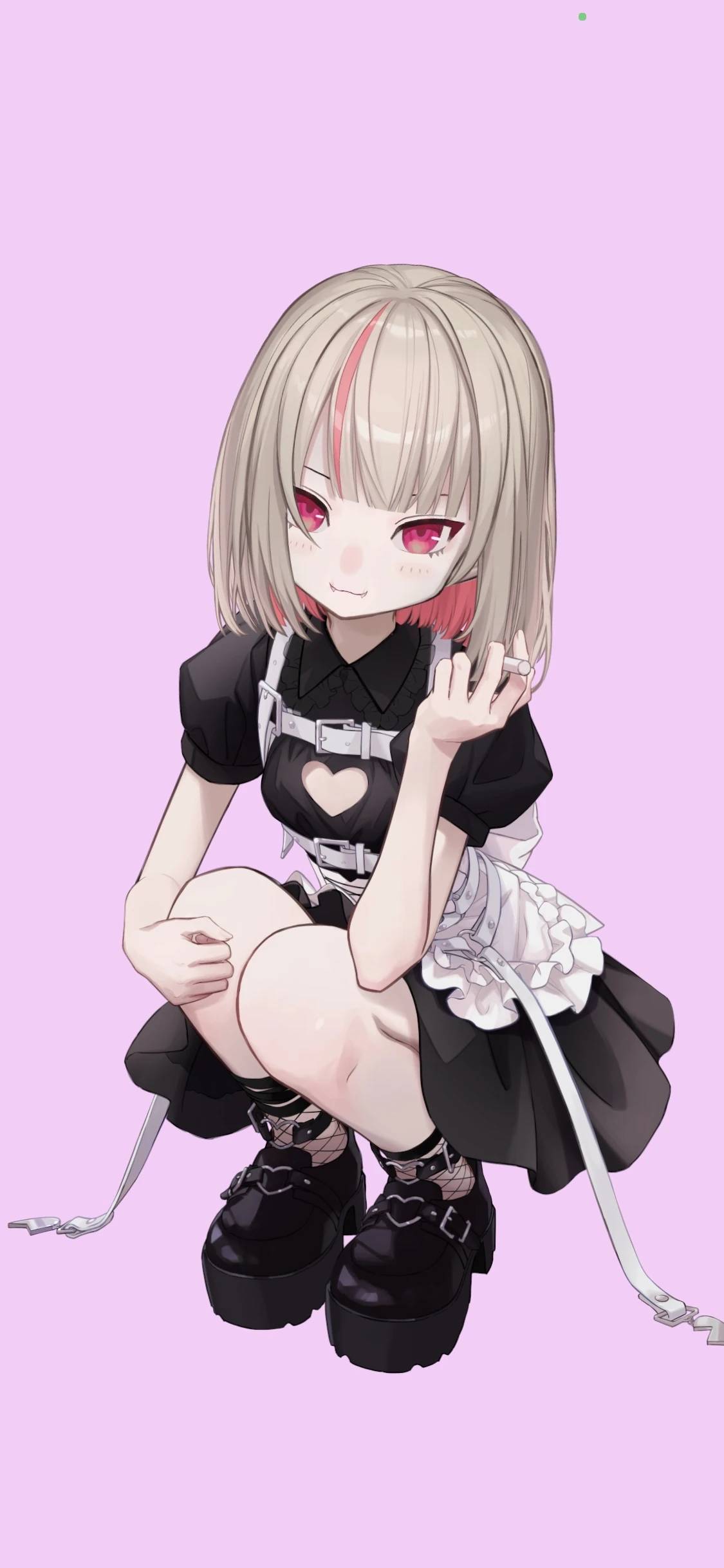 Maid costume kneeling without cardigan and headdress