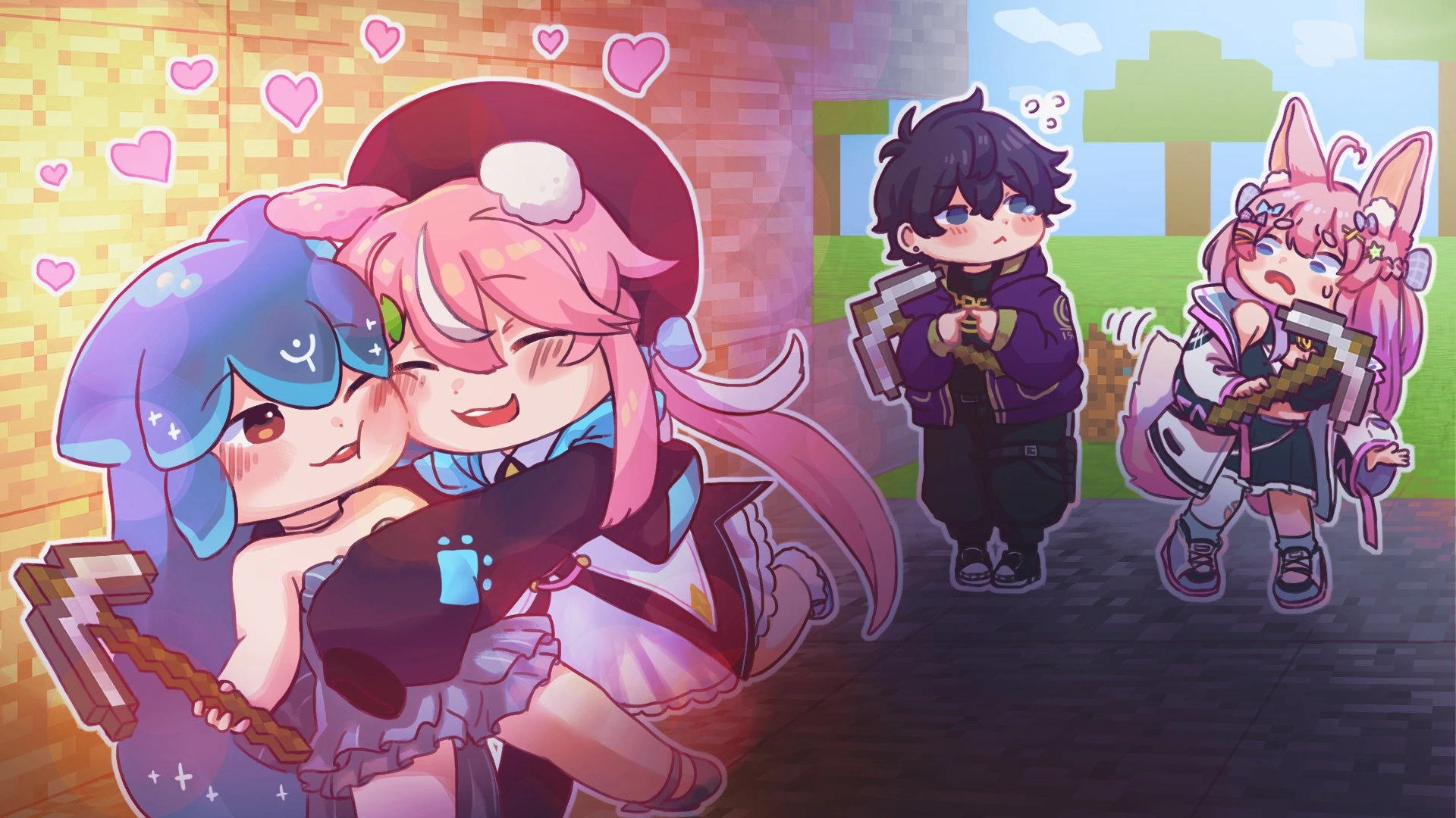 minecraft art ft. bao, yuniiho, shxtou, and ewica by fub
