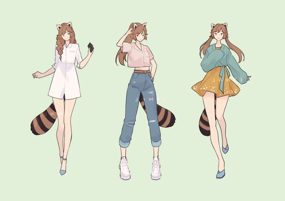 Tsubaki in fashionable outfits<br>(by Tsubaki)
