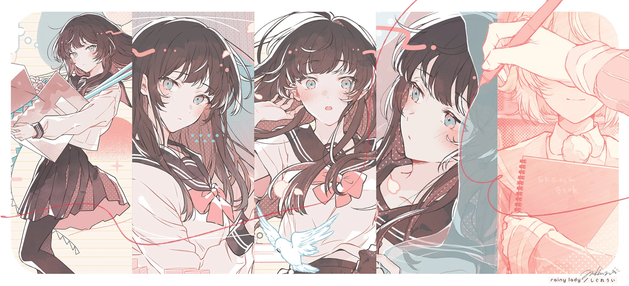 rainy lady Illustration by Mikkun