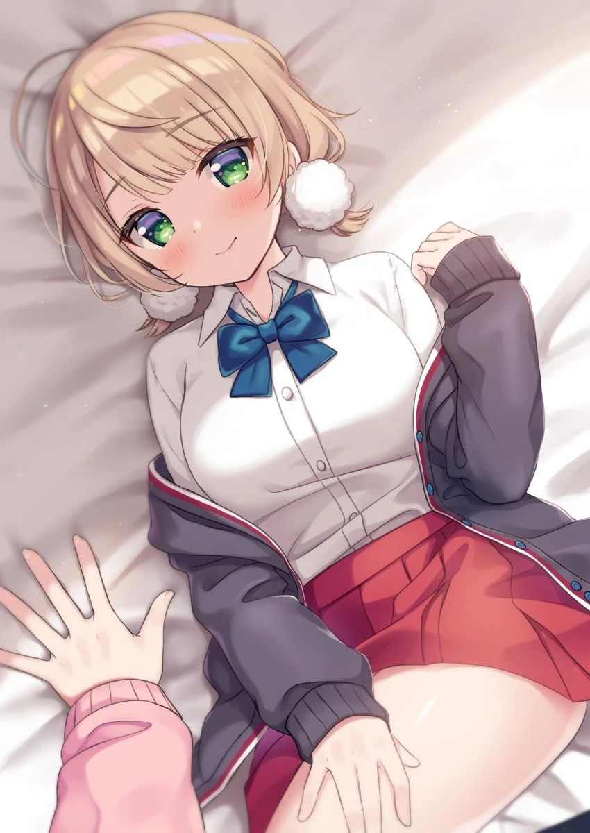 Ui Lying on the Bed with Yuzuru's Hand<br>by Himesaki Yuzuru