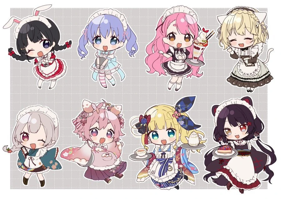 8 NIJISANJI Members in Maid Outfits<br>by Yamabukiiro