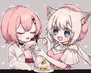Effie Eating Cake with her Friend Nova by @YL112i