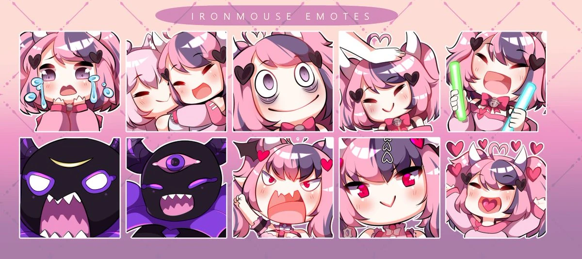 Some Ironmouse & Bubi Emotes by LilythArts