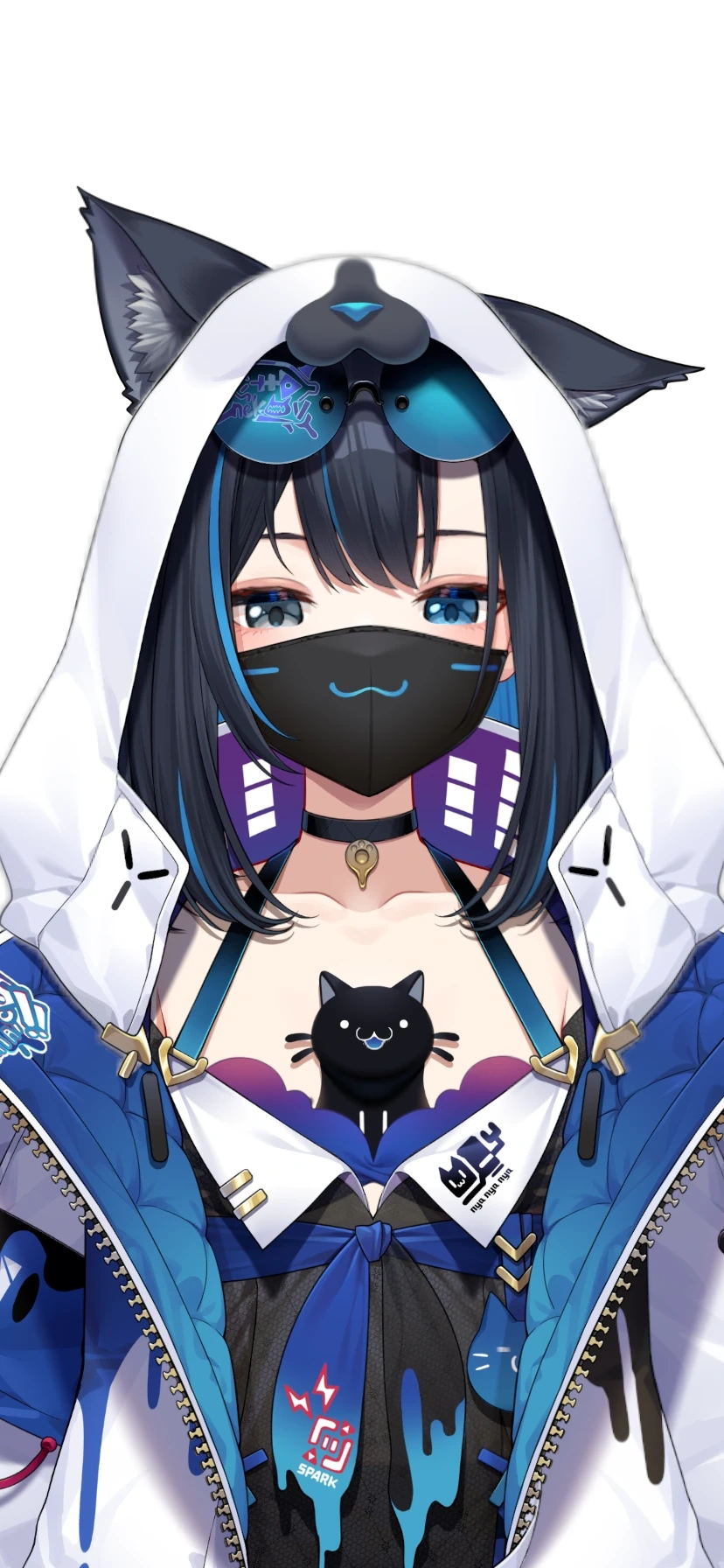 Streetwear Outfit With Mask, Hood, and Jacket Open