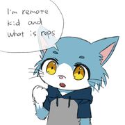 Beatani's depiction of "Remote Kid" as a furry creature, and a speech bubble with the words "I'm remote kid and what is reps"