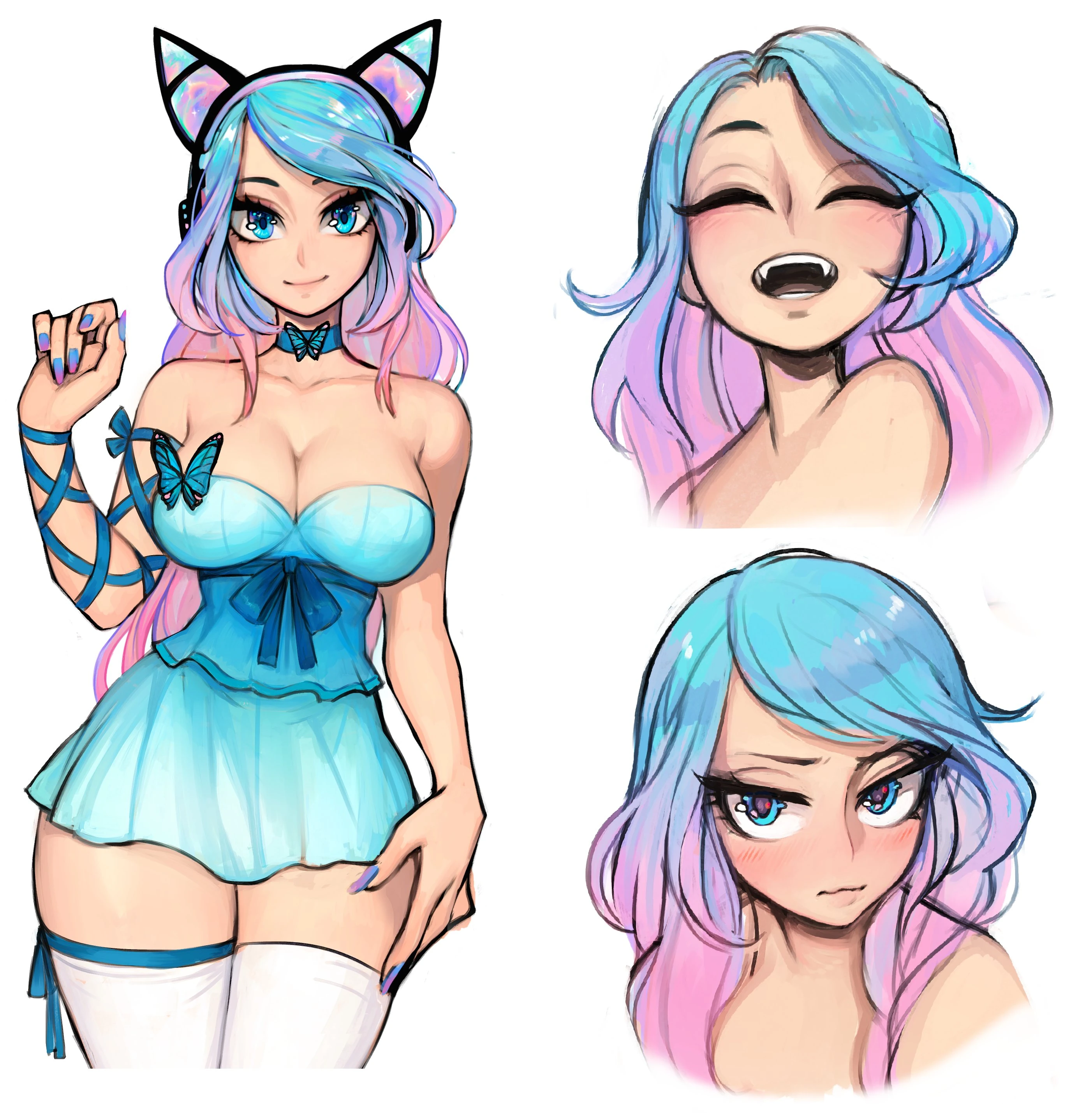 Silvervale's blue dress ref sheet by Matilda_Fiship