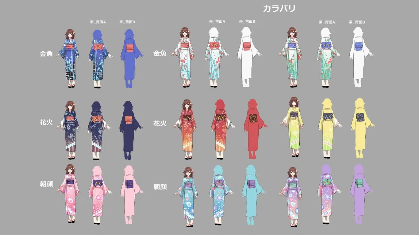 hololive summer 2022 3D yukata all designs
