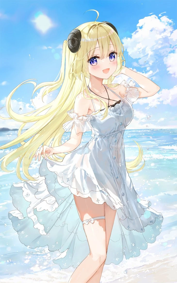 Watame in a White Dress by Fu-mi