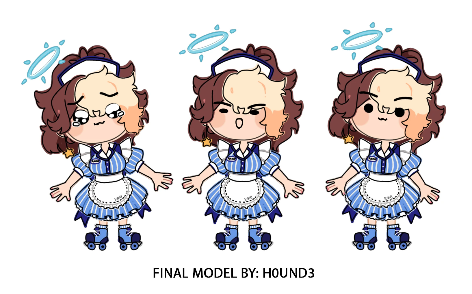 Chibi Waitress Live2D<br>Art + Rig by H0UND3