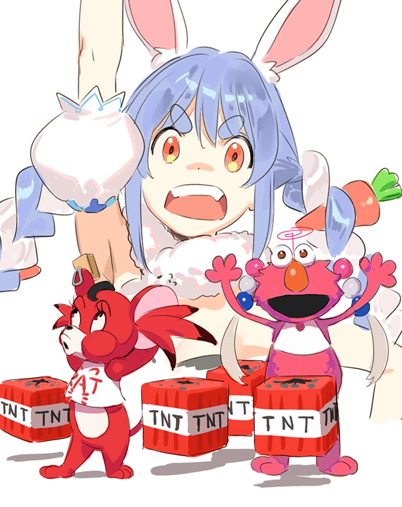 Usada Pekora, Tsukumo Sana and Baelz by pako