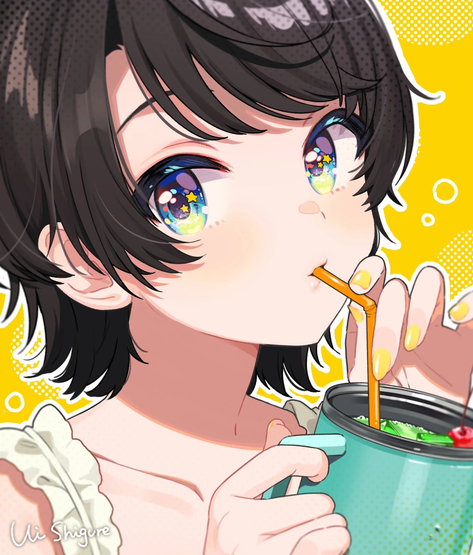Subaru Sipping Juice