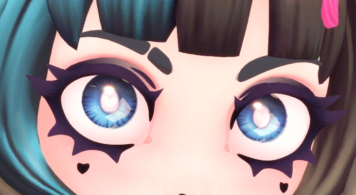 A close-up on Mini's eyes