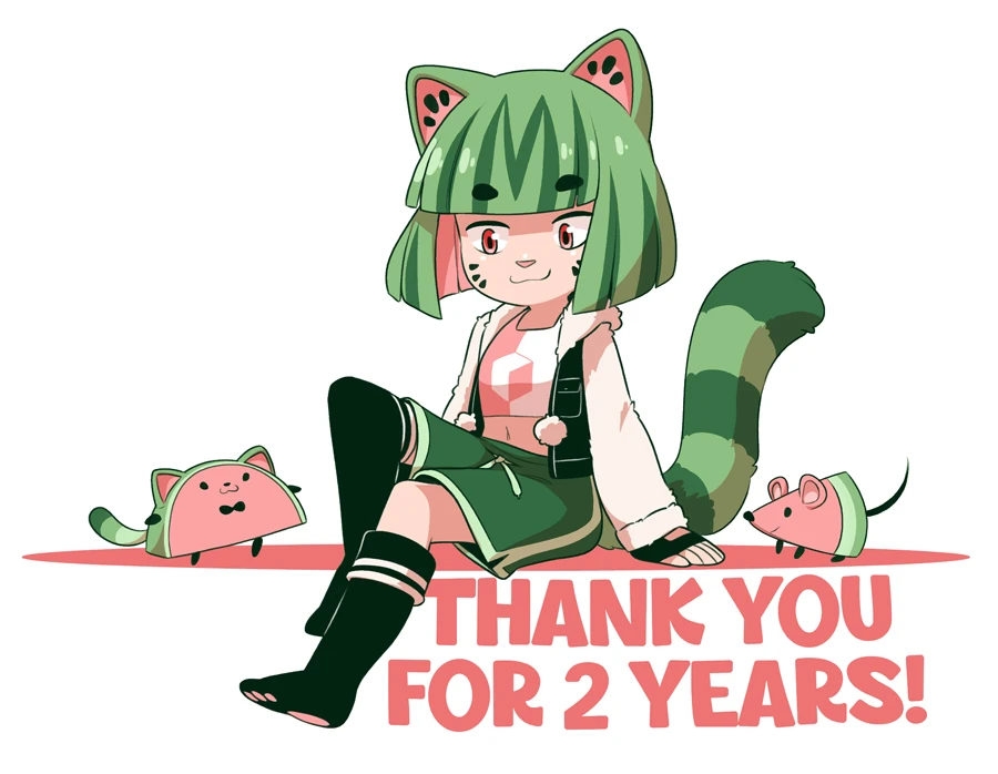 Art celebrating Melony's 2nd VTubing anniversary, by Cube Watermelon