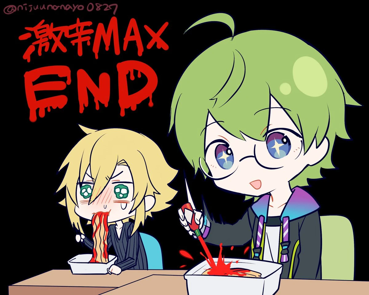 Shibuya Hajime and Uzuki Kou MAXEND Stream Illustration<br>by Ninahachi