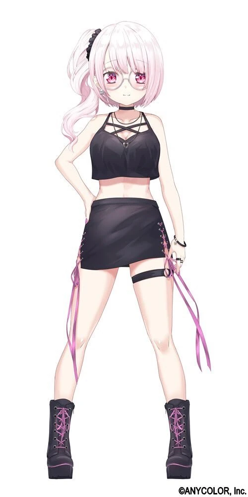 Summer Night-Out Outfit With Side-Tail Hairstyle and Round Glasses and Without Shirt