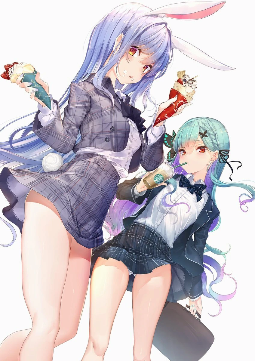 Usada Pekora and Uruha Rushia<br>by Akasa Ai