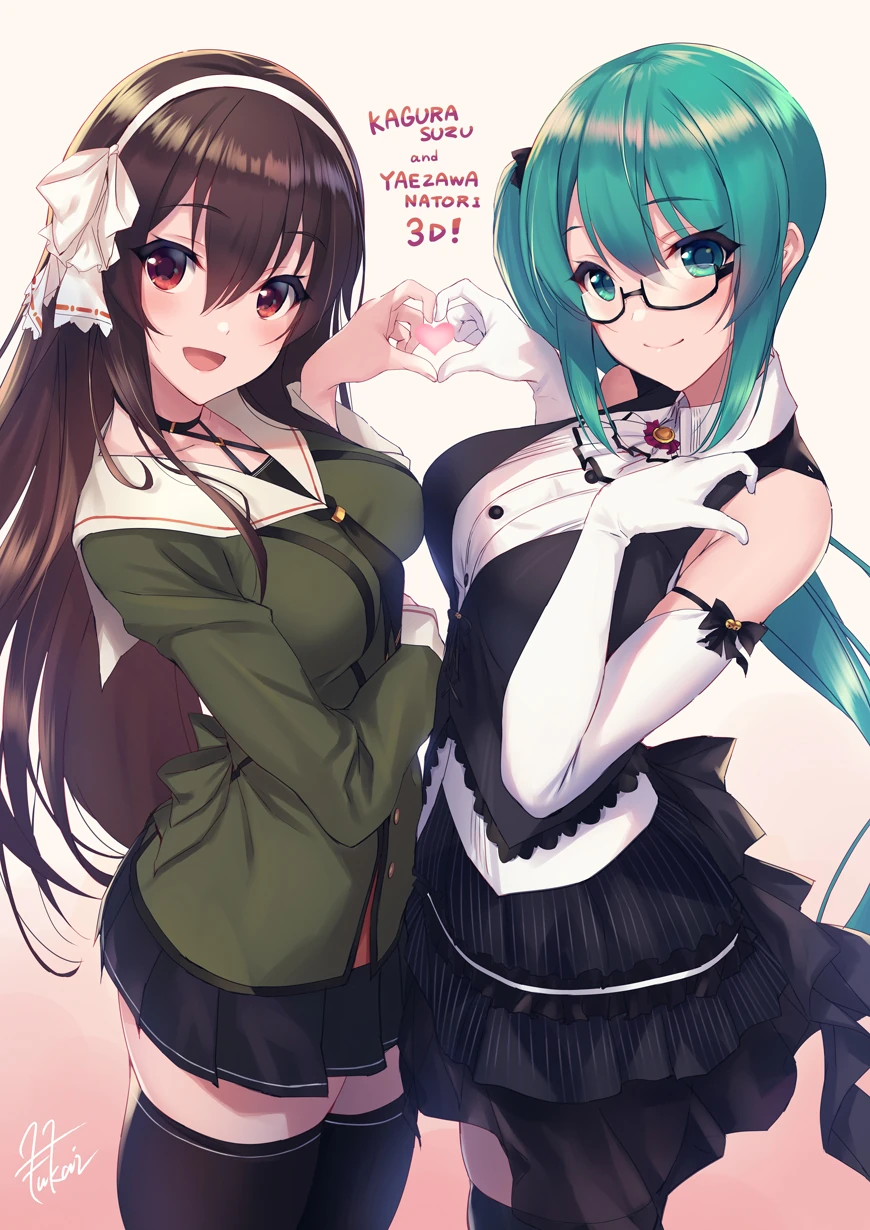 Kagura Suzu and [[Yaezawa Natori]]'s 3D Model Debut Commemorative Illustration<br>by [https://x.com/fpworks/status/1073532030238056454 Fukai Ryosuke]