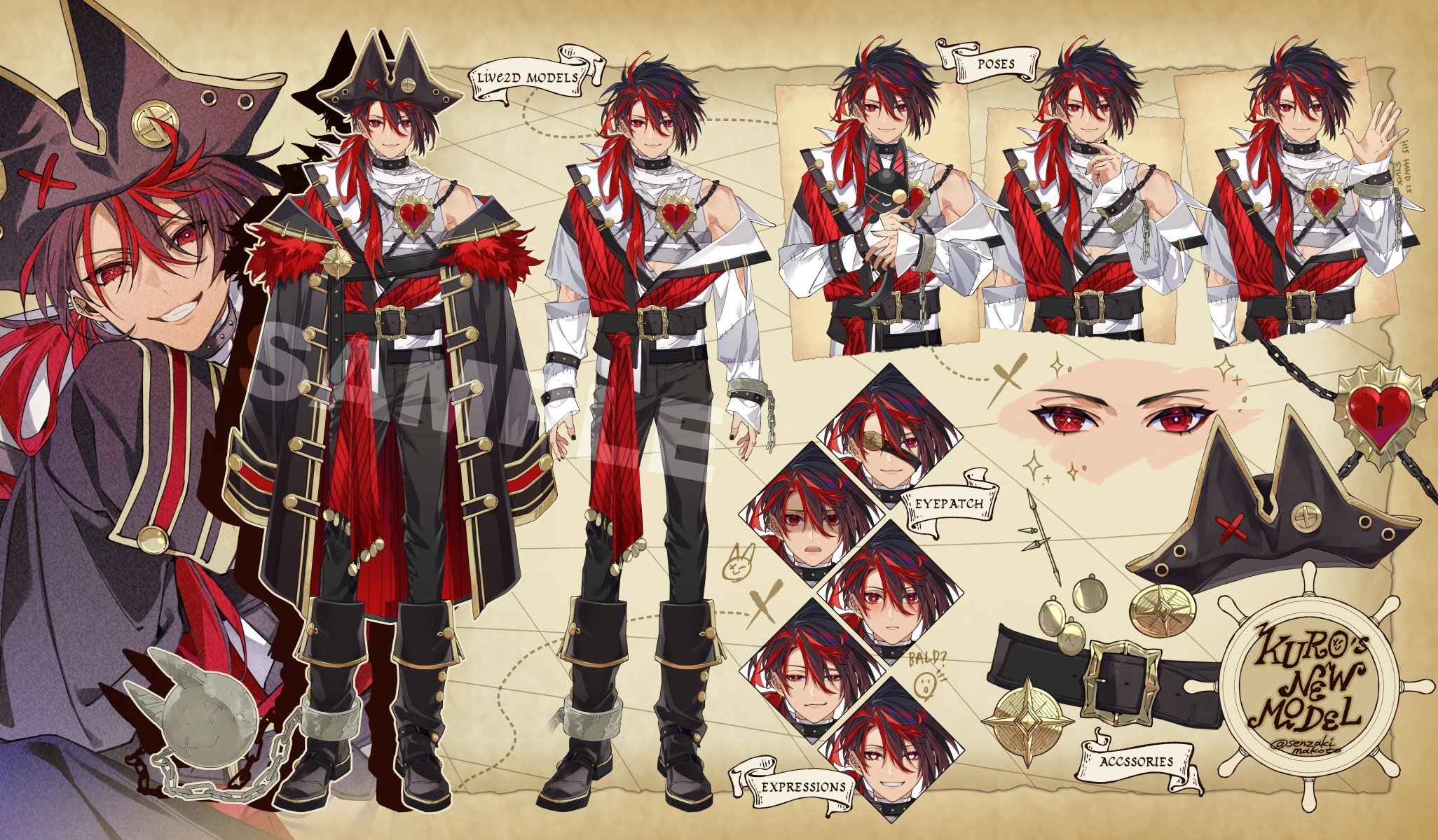 Pirate Costume Model Reference Sheet by Senzaki Makoto
