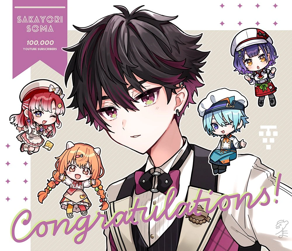 Sakayori Soma 100 000 Subscribers Commemorative Illustration by Tama