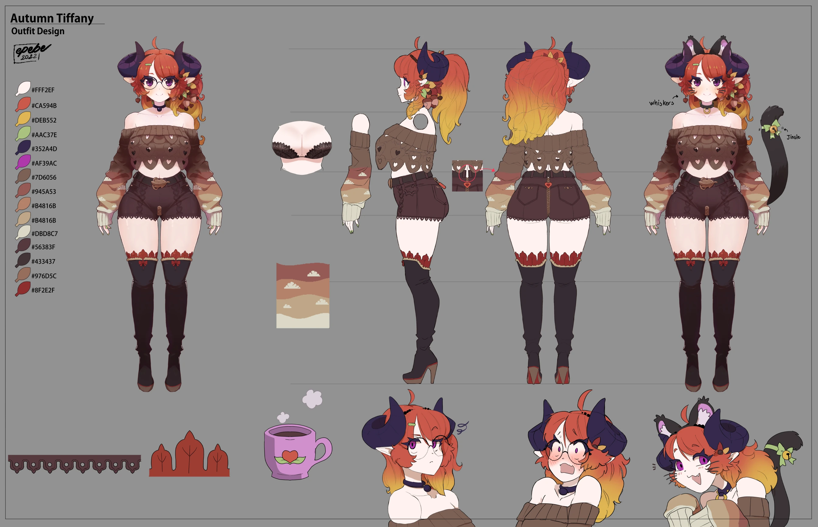 Tiffany Tiefling Autumn outfit concept design by epebe