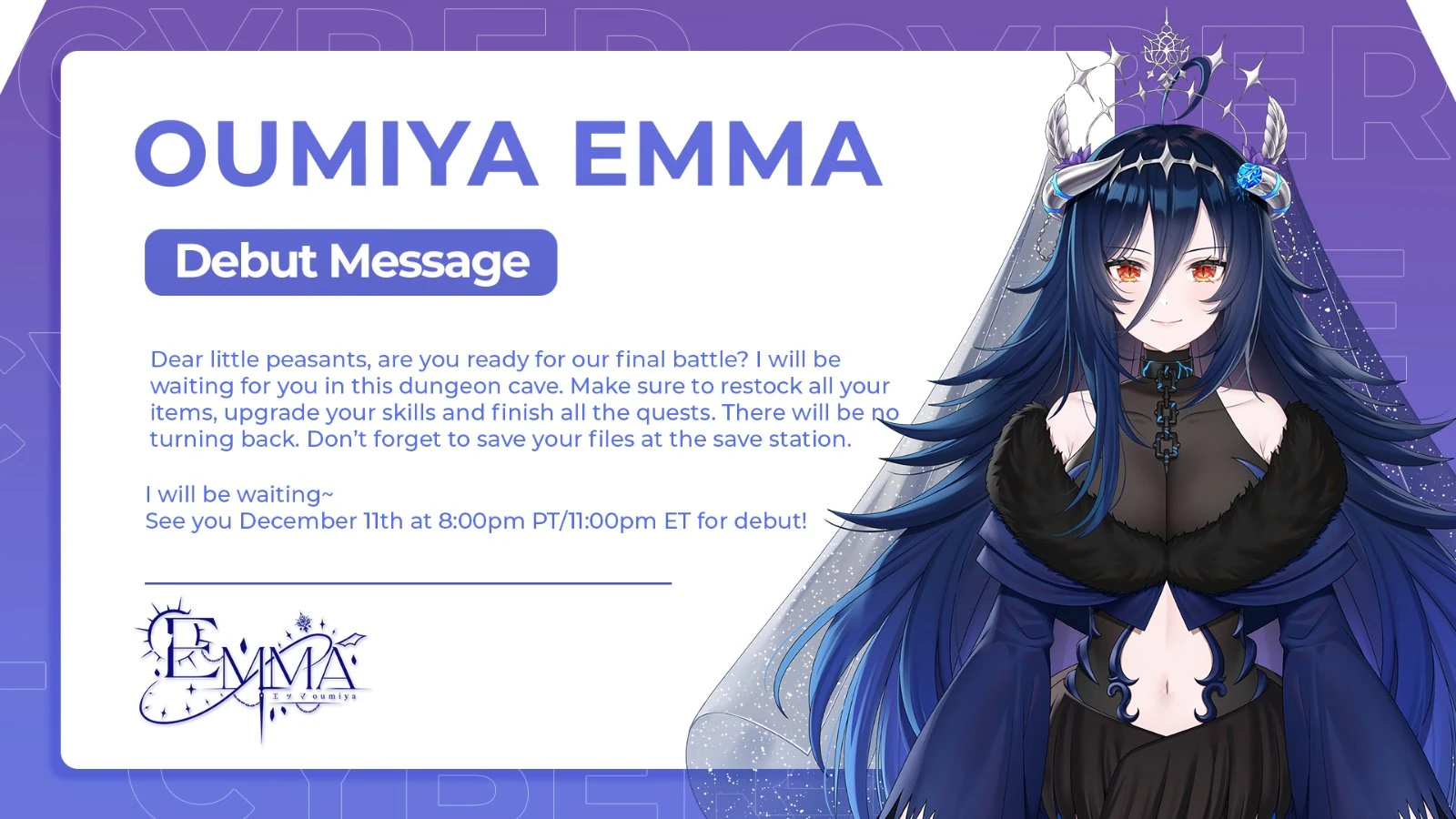 Debut message