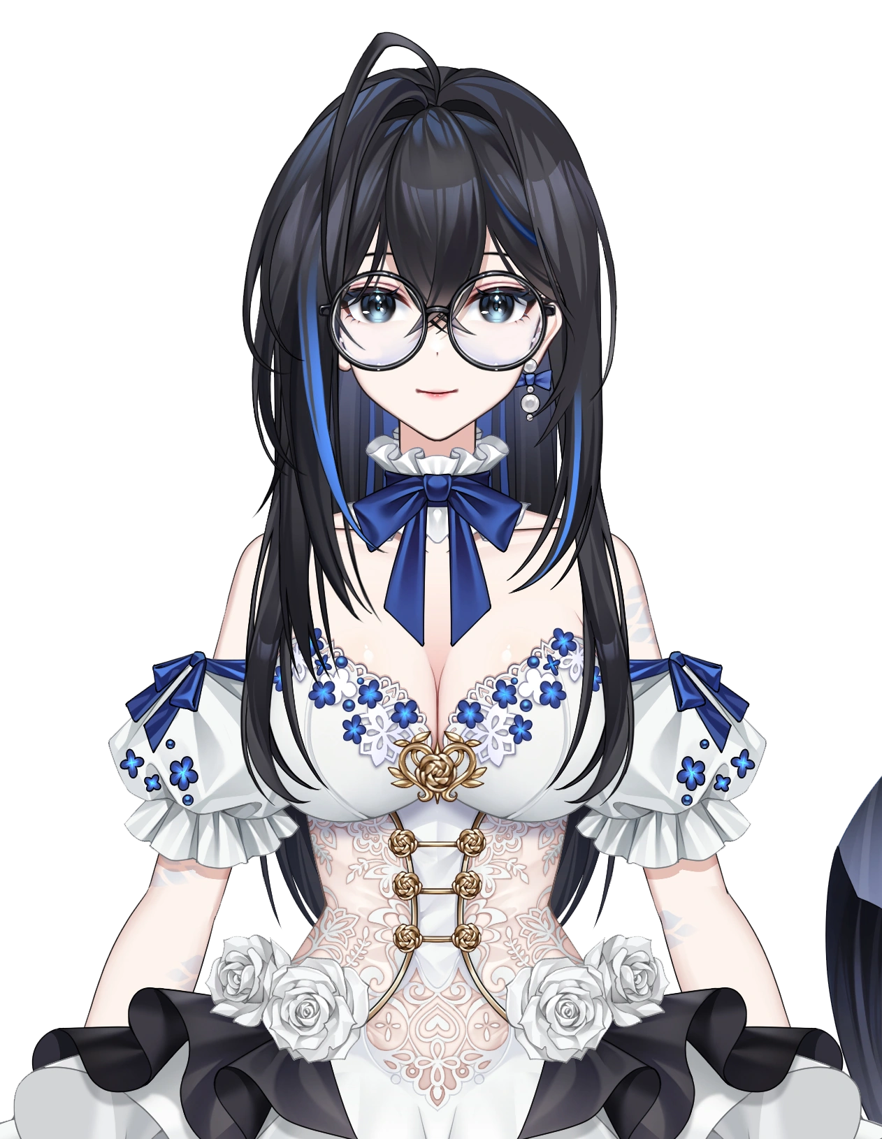 Third model with glasses