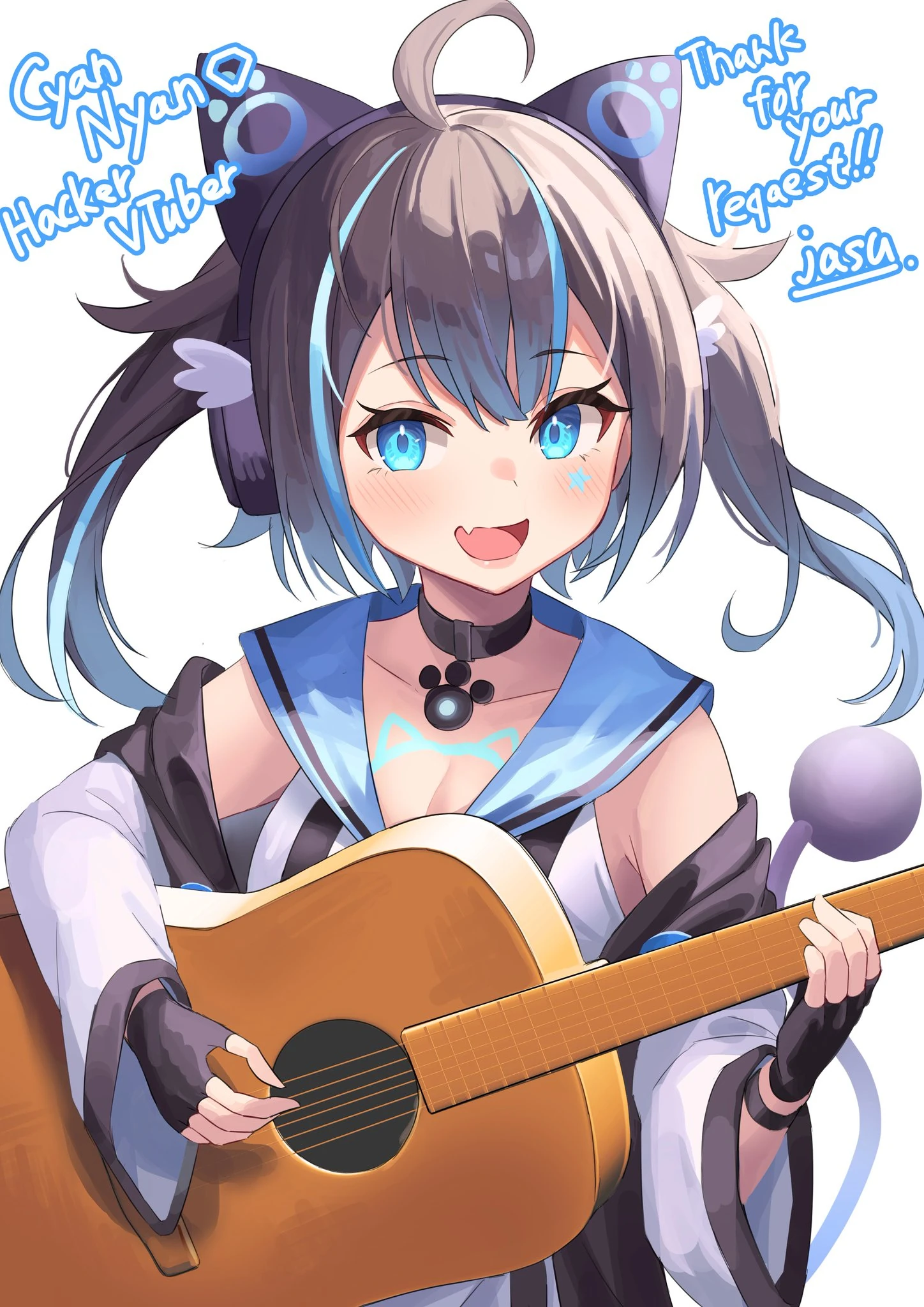 Cyan with guitar by Benjamin4679
