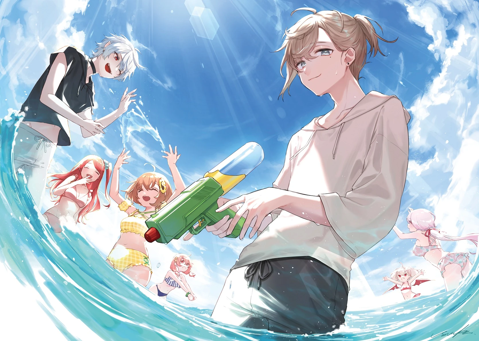 EX-Gamers Beach Illustration by U-suke